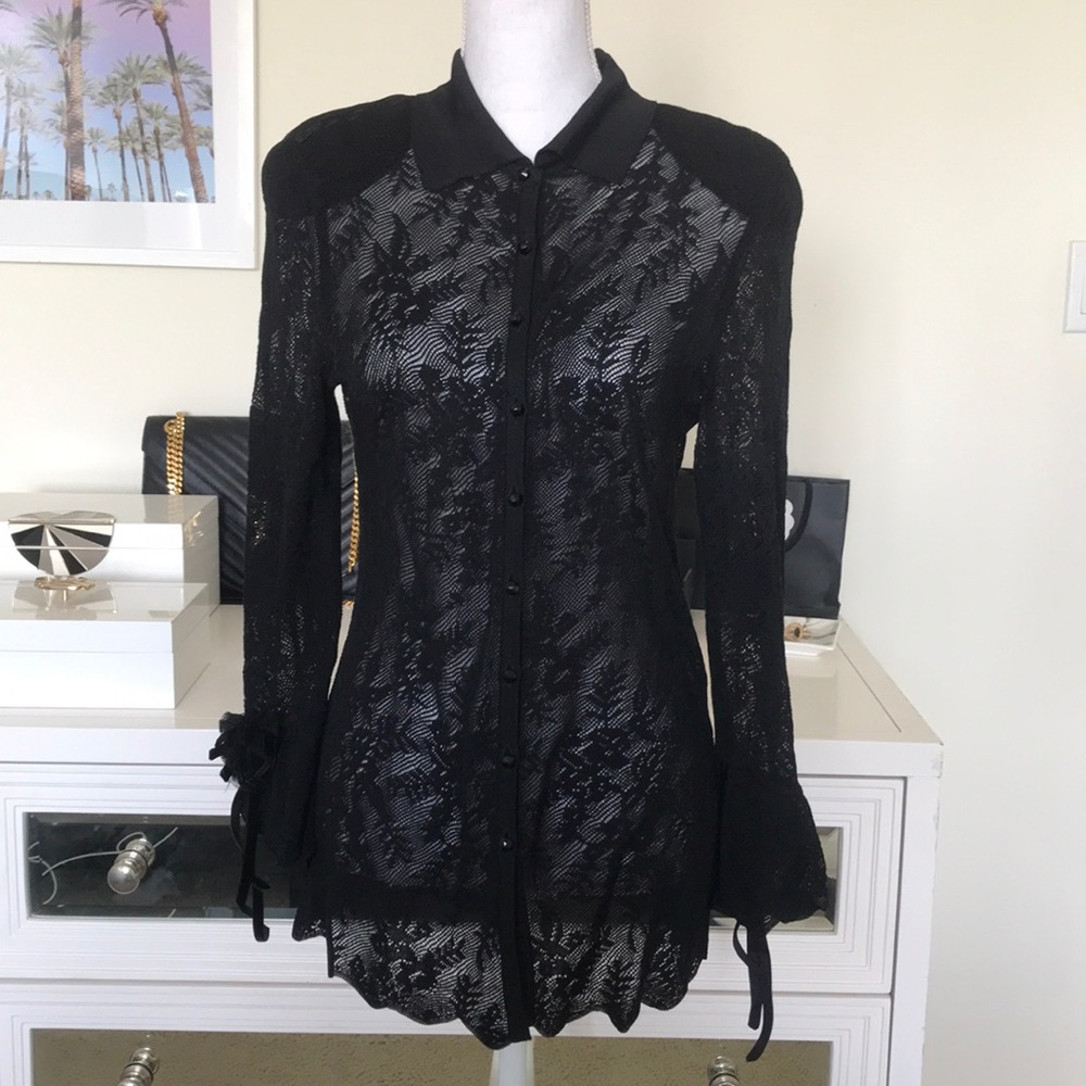 Black Lace — Classic Escada button up blouse